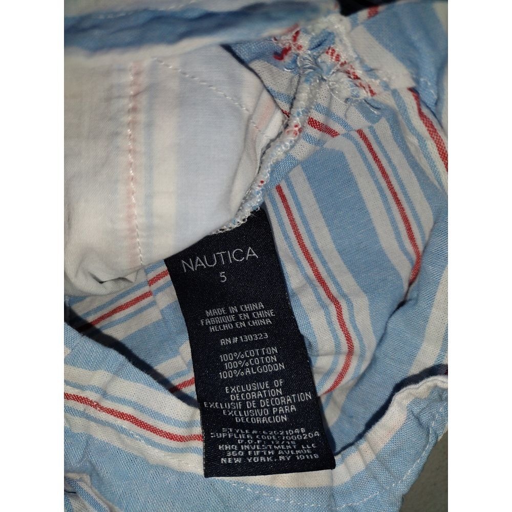 Nautica Girls Blue Red White Striped Button Front Romper Size 5 Cotton Summer - Picture 4 of 4